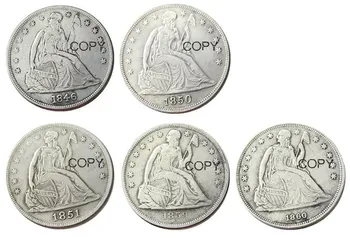 НАМ Набор (1846-1860)-O Копировальная монета в виде 5шт доллара Свободы с серебряным покрытием