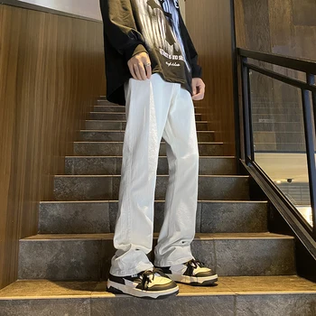 Высокие уличные брюки модный бренд ruffian, красивые белые джинсы, мужские осенние брюки высокой моды с прямыми штанинами