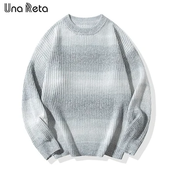 Una Reta Осень-зима, Новый мужской свитер, уличная одежда, вязаный пуловер с градиентным принтом в стиле хип-хоп, повседневные топы, парные свитера