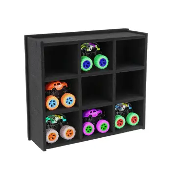 Настенная витрина для игрушек Monster Trucks с 9 слотами, легко устанавливаемая, компактного черного цвета для детей, универсальный аксессуар
