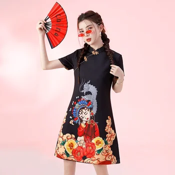 Плюс Размер 4XL, Повседневное Тонкое Женское платье с коротким рукавом, Новые летние платья Cheongsam в стиле Ретро 2022 года