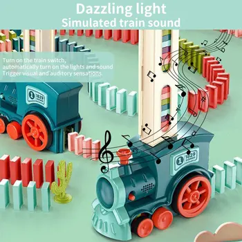 Детское домино с автоматическим выпуском, электрический маленький поезд, лицензионная игрушка-головоломка