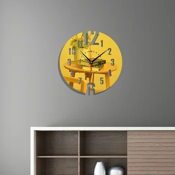 Настенные часы Новый Креативный Скелет Цифровые Зеркальные Настенные часы DIY Акриловые Круглые Настенные Часы с Бесшумным движением Фон Настенного искусства