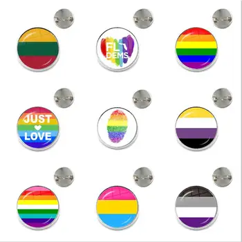 ЛГБТ-Булавка Transgender Pride Rainbow Гей-Интерсексуальная Асексуальная Гордость Булавки на лацкане Love Is Bisexual Пансексуальные Булавки Панромантический Металлический Значок