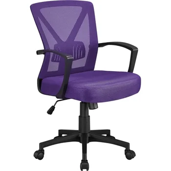 Офисное кресло SMILE MART с регулируемой сеткой, кресло руководителя со средней спинкой на колесиках, фиолетовый