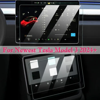 Для Tesla Модель 3 2024 15-дюймовый Сенсорный Экран Защитная Крышка Модель 3 + Highland 8-дюймовый Дисплей Заднего Ряда Из Закаленного Стекла HD Accessor
