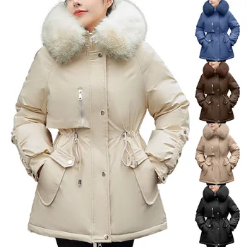 Женская зимняя куртка, зимнее пальто, парка, уличное повседневное пальто Зима Осень, Длинное пальто обычной посадки, Регулируемое Ветрозащитное теплое
