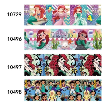 10 ярдов печатной ленты Disney Princess Mermaid в крупный рубчик 25 мм для луков 