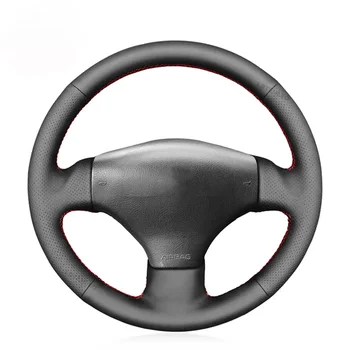 Черная искусственная кожа ручного шитья, нескользящая Удобная крышка рулевого колеса автомобиля для Peugeot 206 2001-2009 206 SW 2002-2007