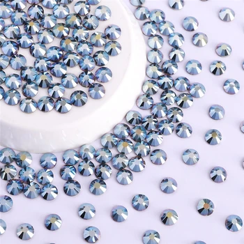 SS6-SS30 Светло-голубой металлик, стекло с плоской спинкой, горный хрусталь, блестящее круглое серебряное дно, клей на кристаллах, драгоценные камни для поделок своими руками
