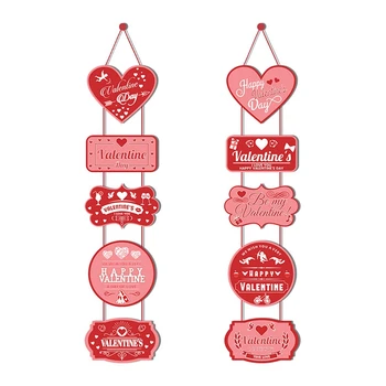 1 комплект дверных подвесных баннеров, куплеты для домашнего декора ко Дню Святого Валентина, дверные занавески, черный и красный
