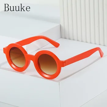 МОДНЫЕ круглые солнцезащитные очки для женщин оттенков UV400 Винтажные Панк Оранжево-чайные Градиентные Женские очки, трендовые Мужские Солнцезащитные очки
