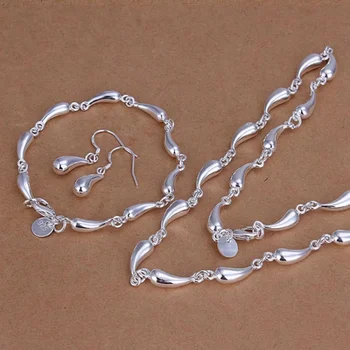 Очаровательное ожерелье из стерлингового серебра 925 пробы, серьги, браслет, наборы ювелирных изделий для женщин, модные вечерние, свадебные, праздничные подарки