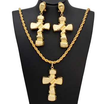 Ожерелье с подвеской в виде креста, висячие серьги, африканский ювелирный набор для женщин, модные украшения в стиле панк для вечеринок на каждый день