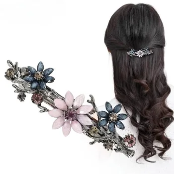 Корейская версия весенней заколки для волос Sunflower Crystal, винтажная горизонтальная заколка, верхняя заколка, Элегантные женские модные аксессуары для волос