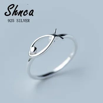 Оригинальная креативная рыбка из чистого серебра 925 пробы, милое женское ювелирное кольцо, Регулируемый подарок от аллергии JY098