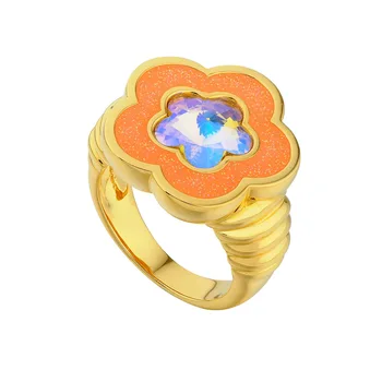 Новое кольцо с масляной бабочкой Crystal Drop, Цветочное богемное женское кольцо, Роскошные ювелирные изделия, подарок Другу, Хрустальные кольца на Хэллоуин