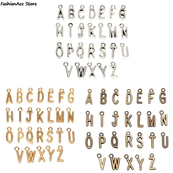 Новый 26шт алфавит A-Z Подвески-подвески Буквы DIY Ювелирные изделия Золотого, бронзового, серебряного цвета для изготовления ювелирных изделий