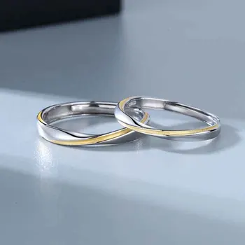 Простое двухцветное кольцо KOFSAC Для влюбленных, подарок на помолвку, Модные Регулируемые украшения для пальцев, свадебные аксессуары из стерлингового серебра 925 пробы
