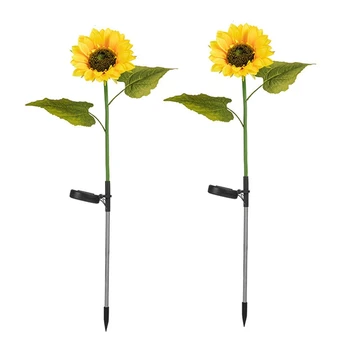 Солнечный Уличный светильник Sunflowers для газона, водонепроницаемый Светильник для дорожки из солнечных цветов Для украшения сада