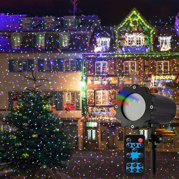 Рождественский Открытый Лазерный Луч Движущийся RGB Рождественский Проектор с Дистанционным Управлением 3 Цвета Движение Светлячок Звезда Световое Шоу Прожектор