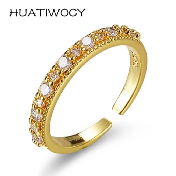 HUATIWOCY Классическое кольцо с цирконием, серебряные украшения 925 пробы, аксессуары для женщин, свадебные, для помолвки, подарочные кольца для пальцев золотого цвета
