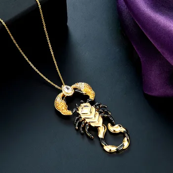 Zlxgirl Смешанный кулон в стиле скорпион в стиле панк, прекрасная Женщина и Мужчина, Золотая цепочка, ожерелье с цирконием, Лучшие подарки для вечеринки, бесплатные сумки