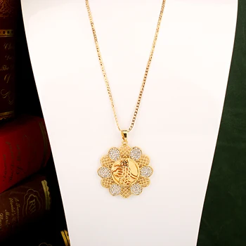 Новое ожерелье с цветочным кулоном в турецком тотемном дизайне, женское ожерелье на скользящей цепочке, арабские свадебные украшения, подарки для новобрачных, бижутерия