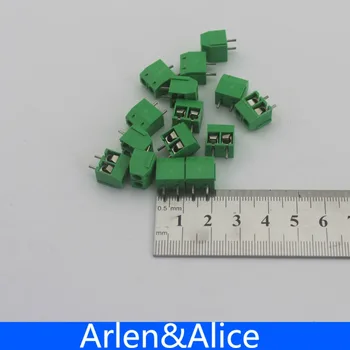 500 шт 2-контактный винт, зеленый разъем клеммной колодки печатной платы с шагом 5 мм