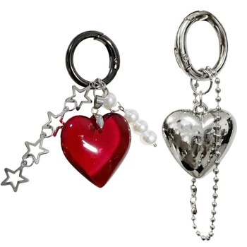 Серебряные брелоки в виде сердечек со стильной подвеской-шармом Универсальное украшение сумки Модный брелок-шарм для женщин и девочек