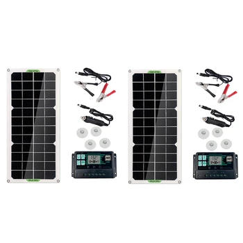 2X Солнечная панель мощностью 30 Вт, автомобильный фургон, лодка, караван, кемпер, Портативное зарядное устройство 12 В с контроллером 100A