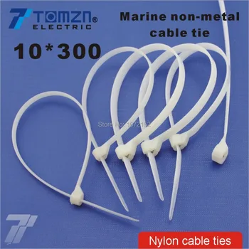 100шт нейлоновые кабельные стяжки 10 мм * 300 мм, пластина из нержавеющей стали, фиксируемая для лодки с морской неметаллической стяжкой