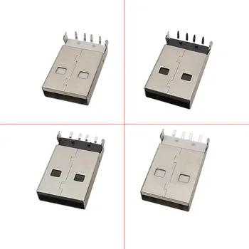 10шт Штекер USB 2.0 Type A 4-Контактный Прямой/90-Градусный Разъем USB Для Зарядки Порта Передачи Данных Штекеры Ремонтный Адаптер Белый/Черный
