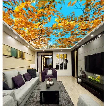 бейбехан Современное минималистское оформление интерьера обои небо белые облака осенние листья потолок зенит фон 3d обои