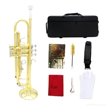2-цветная профессиональная труба Bb Си Бемоль, духовой инструмент, Труба с ремешком в чехле, Мундштук, музыкальный инструмент