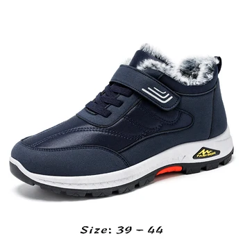 Высококачественные зимние ботинки до щиколотки для мужчин, хлопковая утепленная новинка 2023 года, зимняя повседневная плюшевая теплая обувь - черный синий серый