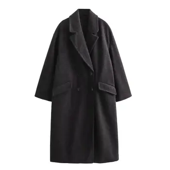 Женская Новая модная мягкая свободная куртка, пальто, винтажный лацкан, длинный рукав, карман на пуговицах, универсальная повседневная женская верхняя одежда, Шикарные топы