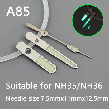 Стрелка NH35, Серебряная стрелка, зеленая светящаяся, аксессуары для часов, подходит для секундных стрелок nh35, механизм nh36 A85