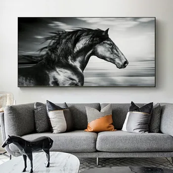 Красивая лошадь животного, Две бегущие лошади, Картина на холсте, настенные панно для гостиной, современное абстрактное искусство, печатные плакаты
