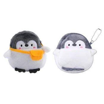 Кошелек с изображением пингвина Донга, Мини-плюшевый кошелек с мультяшным животным, Портативные сумки для хранения монет, Губная помада, кабель для передачи данных, подарок для ключей