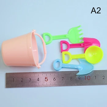1 Комплект, 1/12 Кукольный домик, мини Пластиковая лопатка для песка на морском пляже и ведро, игрушка для детей, притворяющихся