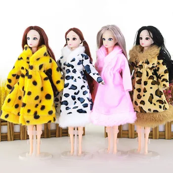 Зимняя модная леопардовая длинная шуба, модные наряды для куклы Барби, одежда, кукольный домик 1/6, аксессуары для кукол BJD, Детские игрушки 