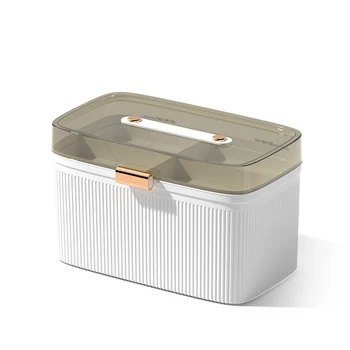 Переносное хранилище Прозрачный двухъярусный пластиковый ящик для хранения лекарств Большой емкости