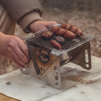 Портативная складная дровяная печь Маленькая дровяная печь из нержавеющей стали для барбекю