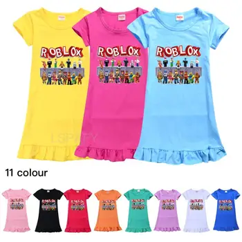 Летняя ночная рубашка для девочек, пижамное платье ROBLOX с мультяшным рисунком, детское ночное платье для подростков, ночная рубашка для детей 2-10 лет, детская одежда