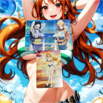 ONE PIECE Anime Sexy Girl Cards Нами Нико Робин Боа Хэнкок ACG Самодельная Коллекция Манги Преломляющие Красочные Флэш-Карты DIY