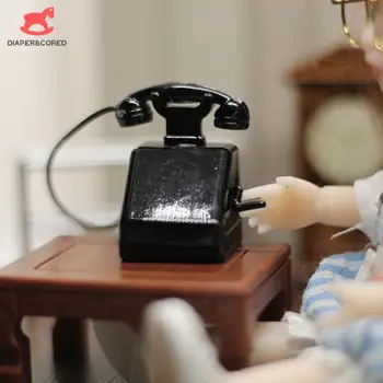 Миниатюрная Винтажная модель телефона в кукольном домике в масштабе 1: 12 для сцены съемки по телефону в кукольном домике, Реквизит, Аксессуары для декора, Игрушка