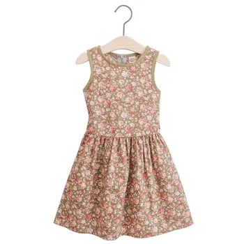 Летнее платье для девочек от 4 до 15 лет, повседневное хлопковое платье с цветочным бантом, без рукавов, плиссированная одежда для подростков