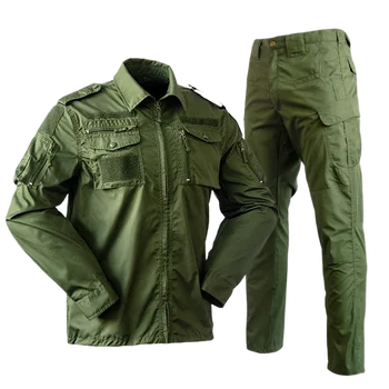 Мужской охотничий боевой армейский Страйкбол, Летний тактический костюм, Камуфляжный рабочий комплект, Тонкая куртка, карман для брюк, военная форма