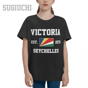 Унисекс для мальчиков и девочек, Сейшельские острова, 1976 г., футболка Victoria Capital, детская футболка, футболка из 100% хлопка, короткая детская футболка с круглым вырезом